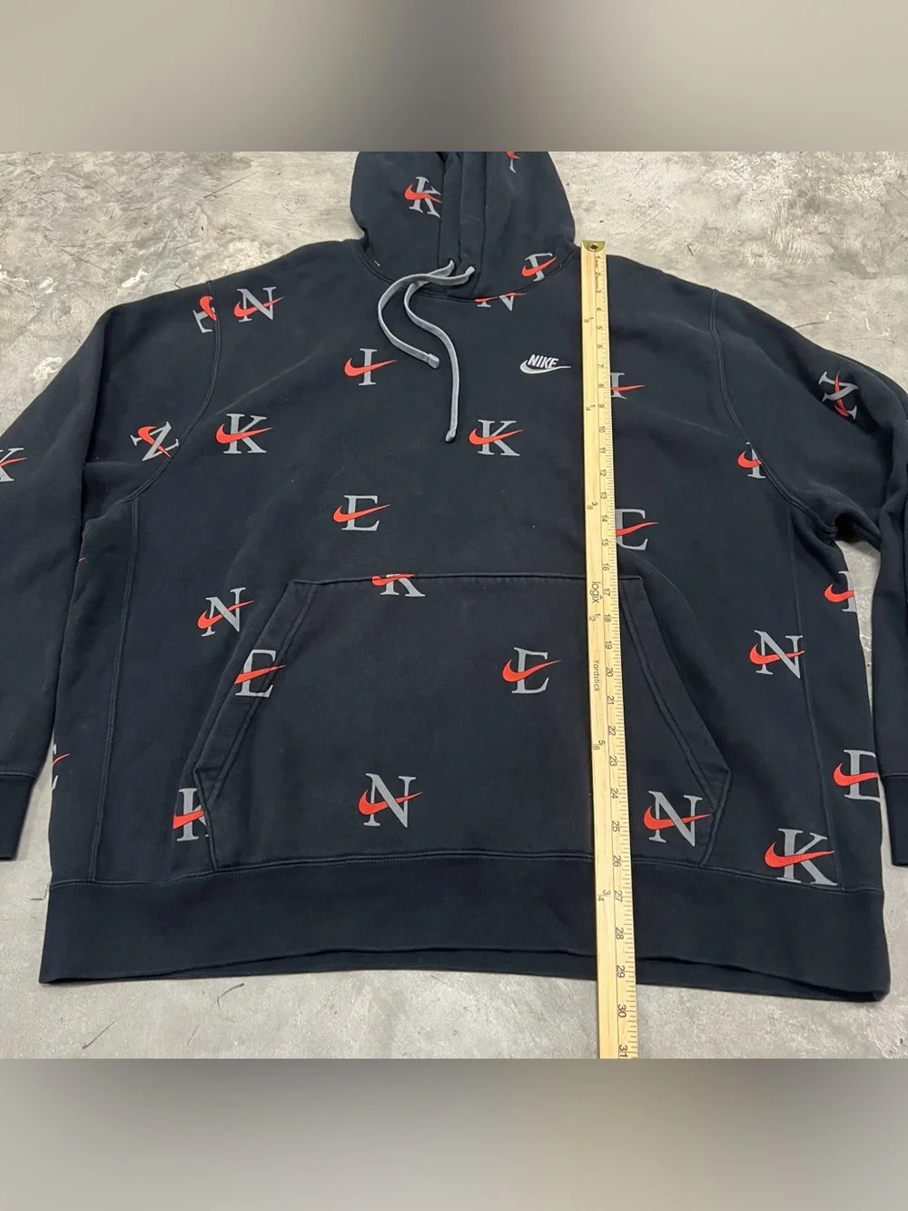 Nike Hoodie Mens Size XXL Black Graphic Y2K AOP Club Fleece Sweatshirt DV9601